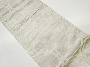 プラチナ二重箔織亀甲に華紋模様織出し袋帯